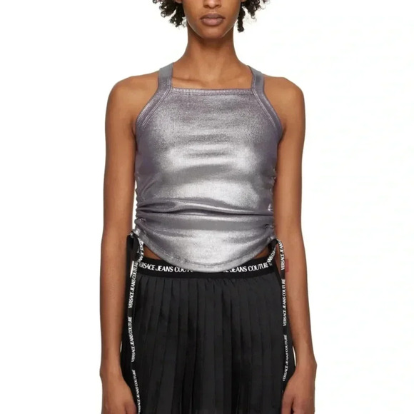Versace Tops - VERSACE JEANS COUTURE
Silver Ruched Tank Top